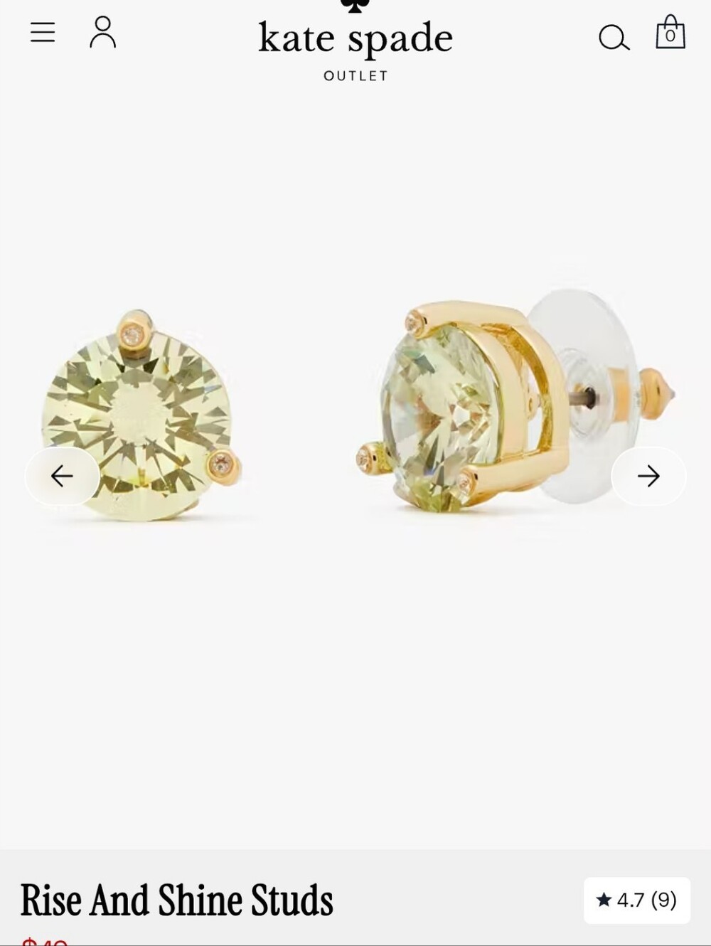 Kate Spade Peridot Green Gold-Tone Stud Earrings